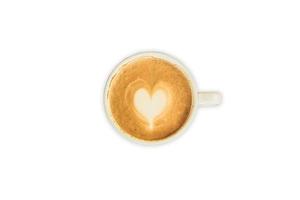 cappuccino o latte macchiato arte caffè su isolato bianca con ritaglio sentiero. foto