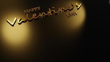 3d illustrazione di un' contento san valentino giorno sfondo con un' d'oro splendente, elegante nero sfondo. foto