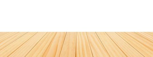 vuoto di legno tavolo superiore isolato su bianca sfondo per Prodotto Schermo montaggio foto