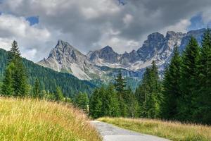 montagna paesaggio dentro val san nicolo, val di fassa, dolomiti, Italia. foto