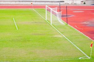 conner di calcio campo con bandiera, calcio campo, obiettivo è vuoto obbiettivo foto