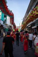 ho chi minh città, Vietnam - 6 feb 2023 lunare nuovo anno celebrazione - il Drago danza, bellissimo colorato festivo figura. tet vacanza sfondo. Cinese lunare nuovo anni giorno, primavera Festival. foto