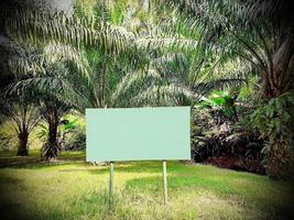 grande scrittura tavola verde paesaggi stile giardino palma alberi concetto. foto