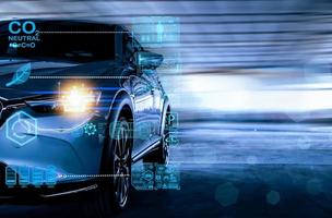 ev auto 2023 tecnologia schermo pannello di controllo auto Tech contento nuovo tecnologia 2023. per trasporto settore automobilistico automobile industriale e auto attività commerciale auto nuovo anno 2023 tecnologia auto auto Immagine. foto