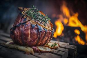 gustoso grigliato prosciutto garretto come regionale piatto cibo fotografia foto