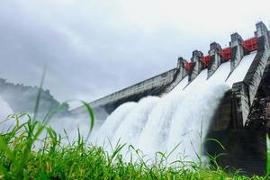 paesaggio di diga con acqua caduta foto