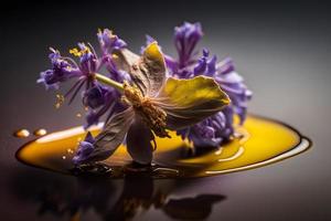 fatti in casa e gustoso fritte lilla fiore nel girasole olio fotografia foto