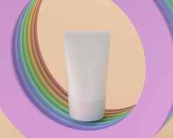 pelle cura prodotti con arcobaleno sfondo foto