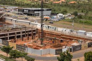 brasiliana, df brasile, febbraio 16 aereo Visualizza di costruzione di un' nuovo concetto di appartamento edificio e centro commerciale combinato chiamato unione 511 residenza centro commerciale nel il Nord Ovest sezione di brasilia foto