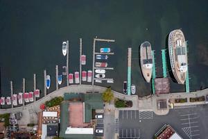 aereo Visualizza di il città di lago Giorgio, nuovo York nel il presto mattina. foto