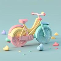 carino isometrico bicicletta emoji, morbido pastello colori, 3d icona. foto