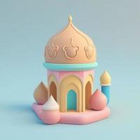 minuscolo carino isometrico moschea emoji, morbido pastello colori, 3d icona. foto