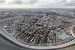 amsterdam canali aereo mentre atterraggio foto