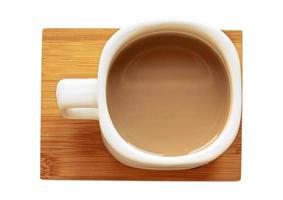 2749 di legno piatto e bianca tazza di caffè isolato su un' trasparente sfondo foto