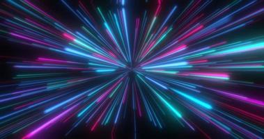 astratto tunnel di multicolore blu viola raggiante luminosa neon laser energia travi Linee astratto sfondo foto