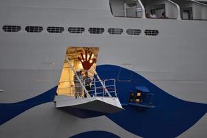 Genova, Italia - luglio 27 2017 - msc Meraviglia crociera nave andare in barca a partire dal porto foto