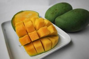 impostato di Mango cubi e Mango fette. foto