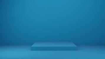 Rendering 3D del podio blu sulla parete blu