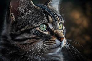 ritratto di un' bellissimo grigio a strisce gatto vicino su fotografia foto