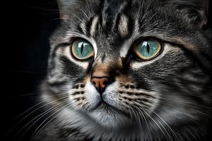 ritratto di un' bellissimo grigio a strisce gatto vicino su fotografia foto