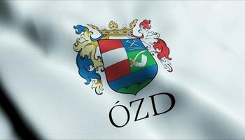 3d rendere agitando Ungheria città bandiera di ozd avvicinamento Visualizza foto