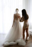 ritratto di un' sposa nel il mattina prima il nozze foto