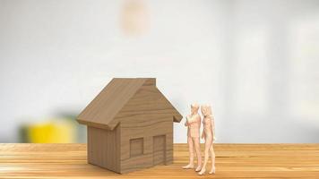 il casa legna e figura per proprietà o Salvataggio concetto 3d interpretazione foto