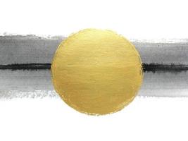 acquerello cerchio d'oro giallo e nero astratto mano disegnato. isolato bianca sfondo .Bagnato su bagnato stile. foto