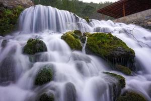 lungo esposizione fiume paesaggio durante autunno foto