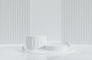 geometrico piattaforma mostrare cosmetico prodotto.3d Schermo podio su bianca background.stand minimo modello per presentazione.abstract bianca sfondo concetto e marmo pietra texture.stage vetrina.3d rendere foto