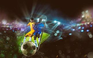 orologio un' vivere gli sport evento su il tuo mobile dispositivo. scommesse su calcio fiammiferi foto