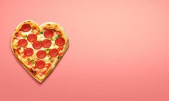 cuore forma Pizza su pianura sfondo foto