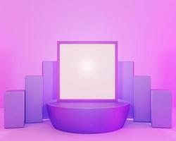 Mockup di visualizzazione del podio geometrico 3D su sfondo viola