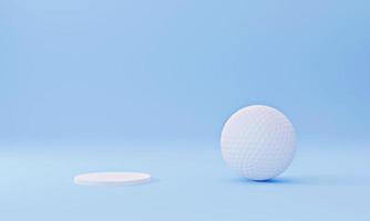 3D rendering di pallina da golf su sfondo blu foto