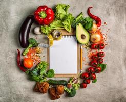 salutare sfondo di verdura. concetto di genuino cibo foto