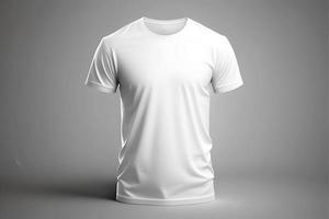 un' bianca maglietta con un' vuoto etichetta su esso con generativo ai foto