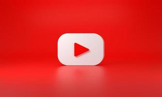 Youtube logo con spazio per testo e grafica. rosso sfondo. 3d resa. Madrid, Spagna, 2022 foto