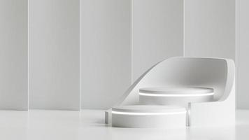 3d reso di Doppio vuoto spazio bianca podio con raggiante leggero per Prodotto vetrina foto