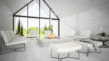 interno di un soggiorno dal design moderno in rendering 3d foto