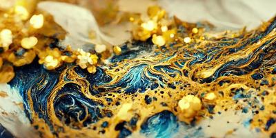 miscelazione acrilico dipingere marmo piatto oro fiocchi oro polvere illustrazione design foto