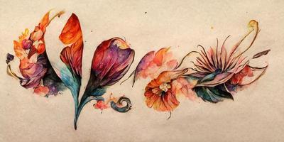 tatuaggio design acquerello fiori illustrazione design foto