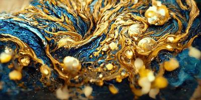 miscelazione acrilico dipingere marmo piatto oro fiocchi oro polvere illustrazione design foto