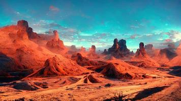 deserto buio notte neon. astratto illustrazione arte foto