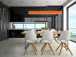 interior design moderno di una cucina in rendering 3d foto