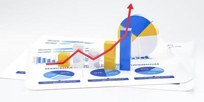 creativo 3d interpretazione finanziario crescita o declino illustrazione foto