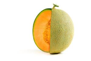 metà di giapponese meloni, arancia melone o Cantalupo melone con semi foto