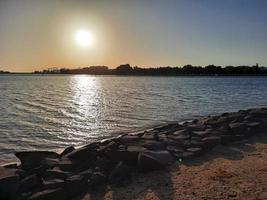 bellissimo sera e colorato tramonto a jeddah, corniche, Arabia arabia, foto