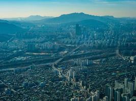 vista aerea della città di seoul, corea del sud foto