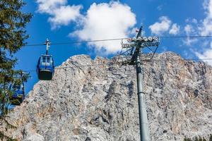 sciare sollevamento nel estate. cavo macchina. Visualizza a partire dal il montagna. bellissimo paesaggio. sciare traccia nel estate. funicolare. montagnoso terreno. foto