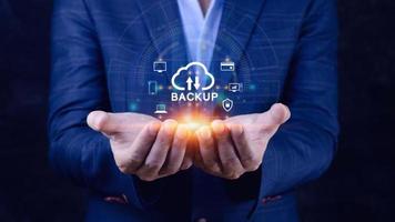 Internet dati Conservazione backup, tecnologia attività commerciale concetto, nube tecnologia, dati Conservazione, networking e Internet servizio concetto. foto